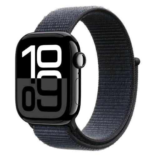 APPLE WATCH SERIES 10 GPS 46mm CASSA IN ALLUMINIO JET BLACK CINTURINO SPORT LOOP INCHIOSTRO