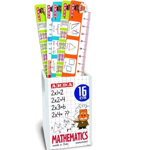 ARDA MATH RIGHELLI IN LASTICA DA 16 CM CON BARATTOLO COLORI ASSORTITI CONF 24 Pz.