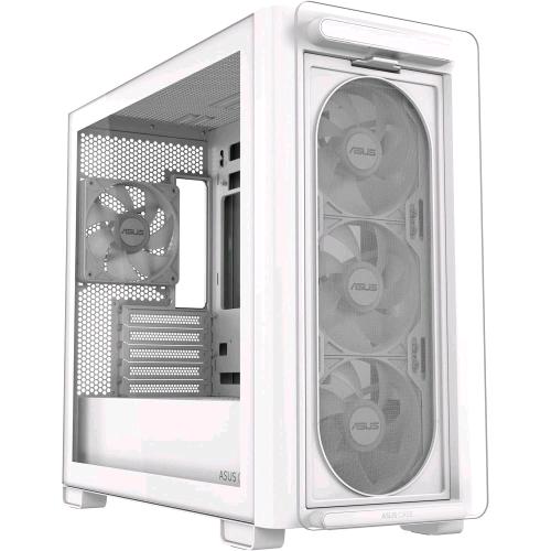 ASUS A23 PLUS TG ARGB WHITE CASE MICRO-ATX, SUPPORTO PER SCHEDE MADRI CON CONNETTORI NASCOSTI, RADIATORI DA 360mm E SCHEDE GRAFICHE DA 380mm 4 VENTOLE ARGB PREINSTALLATE BIANCO
