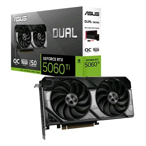 ASUS DUAL GEFORCE RTX 5060 Ti 16GB GDDR7 OC EDITION DLSS4 DUAL FAN PCI Express 5.0 - 1x HDMI 3 x DISPLAYPORT