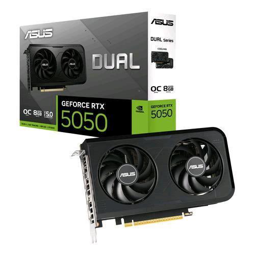 ASUS DUAL-RTX5050-O8G NVIDIA GEFORCE RTX 5050 8 GB GDDR6 DLSS4 DUAL FAN PCI Express 5.0 1 x HDMI 3 x DISPLAYPORT