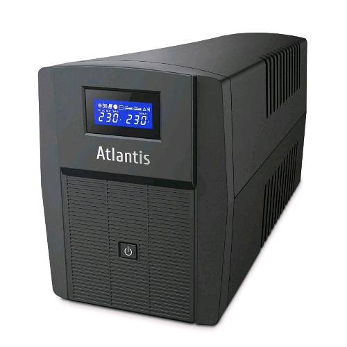ATLANTIS A03-HP1503 GRUPPO DI CONTINUITA' ONDA SINUSOIDALE PURA 1200VA 720W LINE INTERACTIVE DISPLAY LCD PORTA USB-HID 3 USCITE IEC + 2 PRESE SCHUKO + CAVO ALIMENTAZIONE PROTEZIONE RJ45 BLACK