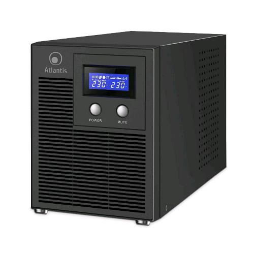 ATLANTIS A03-HP3003P GRUPPO DI CONTINUITA ONDA SINUSOIDALE PURA 2000VA 1400W LINE INTERACTIVE DISPLAY LCD PORTA USB-HID 6 USCITE IEC 2 BATTERIE 12V-9AH PORTA SERIALE RS232 SLOT PER SNMP BLACK