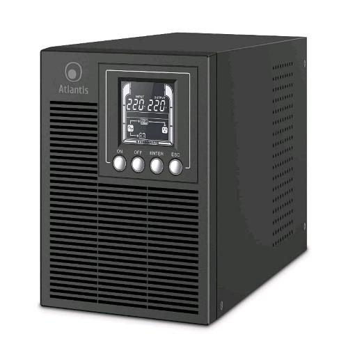 ATLANTIS A03-OP1002 UPS ONLINE GRUPPO DI CONTINUITÀ SERVER DOPPIA CONVERSIONE ONDA SINUSOIDALE PURA 1000VA 900W TOWER DISPLAY LCD USB SERIALE RS-232 4 USCITE IEC PORTA EPO SLOT SNMP BLACK