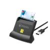ATLANTIS P005-SMARTCRV-U CARD READER VERTICALE PER CNS CRS TESSERA SANITARIA FIRMA DIGITALE HOME BANKING HOME SHOPPING USB CAVO 120CM BLACK