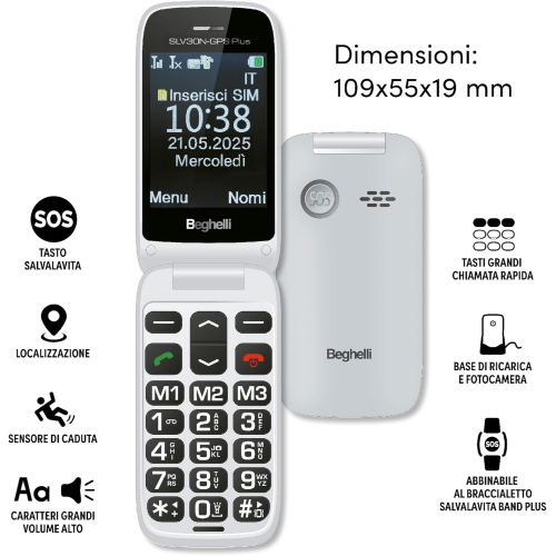 Beghelli Salvalavita Phone SLV30N GPS Plus ECO 2,8″, grigio