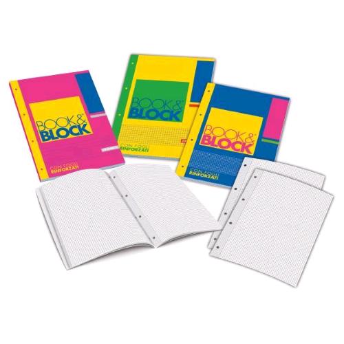 BLASETTI BOOK E BLOCK BLOCCO COLLATO FORATO 80GR 210X270 mm 40 FOGLI A RIGHE 0C COLORI ASSORTITI CONF 5 Pz.