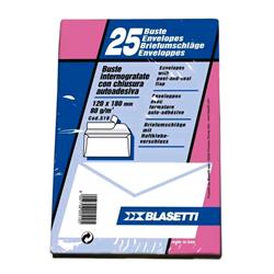 BLASETTI BUSTE DI CARTA SENZA FINESTRA CON STRIP 120X180 mm 80 GR COL. BIANCO CONF 25 Pz.