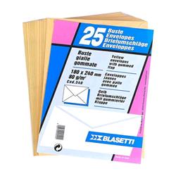 BLASETTI BUSTE DI CARTA TAGLIO A PUNTA GOMMATA 180X240 mm 80 GR COL. GIALLO CONF 25