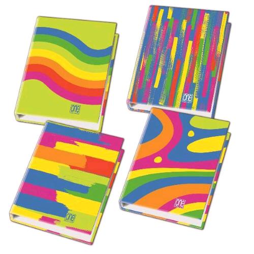 BLASETTI FANTAFLUO RACCOGLITORE IN CARTONCINO 4 ANELLI DA 30 mm 320X260 mm FANTASIE ASSORTITE CONF 6 Pz.