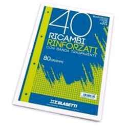 BLASETTI RICAMBI RINFORZATI A5 80 GR QUADRETTI 4M BIANCO 40 FOGLI CONF 1 Pz.