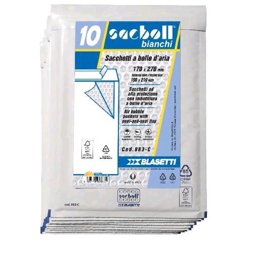 BLASETTI SACBOLL BUSTE A SACCO IMBOTITE 17X27 CM BIANCO CONF 10 Pz.