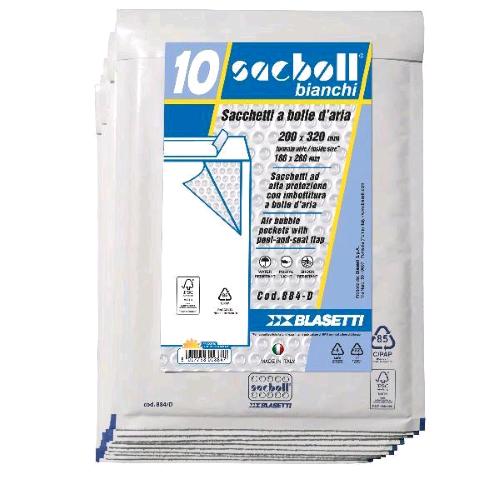 BLASETTI SACBOLL BUSTE A SACCO IMBOTITE 20X32 CM BIANCO CONF 10 Pz.