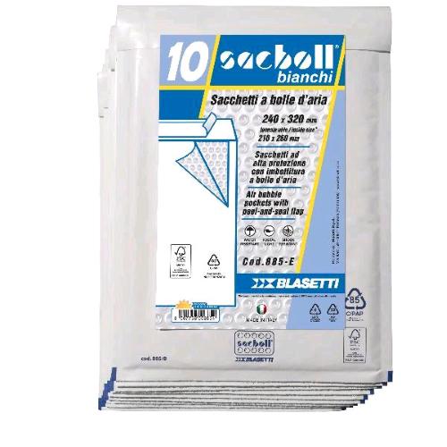BLASETTI SACBOLL BUSTE A SACCO IMBOTITE 24X32 CM BIANCO CONF 10 Pz.