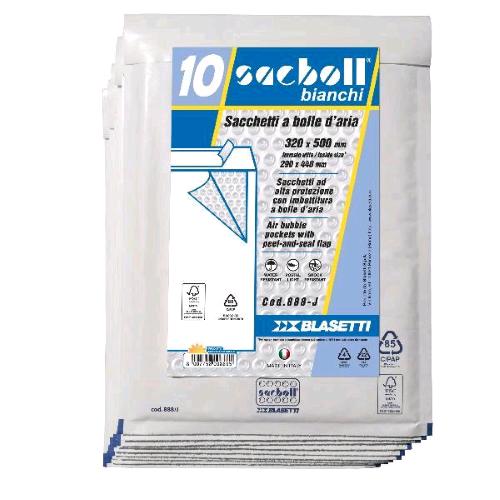 BLASETTI SACBOLL BUSTE A SACCO IMBOTITE 32X50 CM BIANCO CONF 10 Pz.