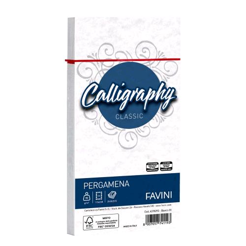 CARTOTECNICA FAVINI PERGAMENA 25 BUSTE 11X22 90 GR COLORE BIANCO
