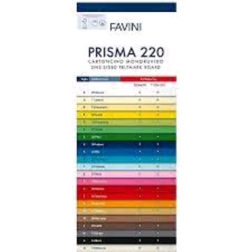 CARTOTECNICA FAVINI PRISMA COLOR 220 SIGILLO CARTONCINI COLORATI 350X500 mm 220 GR GIALLO CONF 20 Pz.