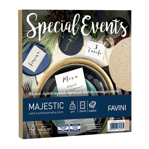 CARTOTECNICA FAVINI SPECIAL EVENTS BUSTA IN CARTA METALLIZZATA GOMMATA DA 120 GR 17X17 CM SABBIA CONF 10 Pz.