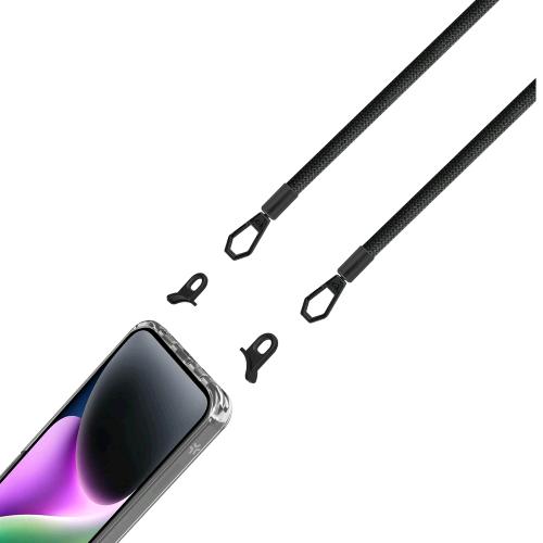 CELLY APPLE iPHONE 15 PRO FREEDOM CASE + LACET COVER IN TPU + POLICARBONATO TRASPARENTE CON LACCIO DA COLLO NERO