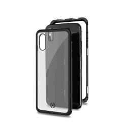 CELLY APPLE iPHONE XS MAX COVER MAGNETICA IN ALLUMINIO + VETRO TEMPERATO TRASPARENTE NERO