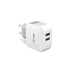 CELLY CARICABATTERIE DA RETE 1xUSB 1A + 1xUSB 2.4A COLORE GRIGIO/BIANCO