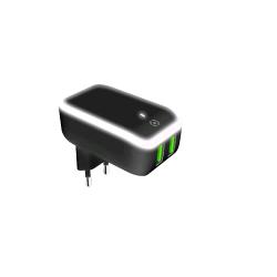 CELLY CARICABATTERIE DA RETE 2 X USB TIPO A 2.4 A CON LUCE LED INTEGRATA NERO