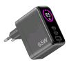 CELLY CARICABATTERIE DA RETE GaN 65W CON DISPLAY INTEGRATO PER MONITORARE LA POTENZA 2 x USB-C 1 x USB-A NERO
