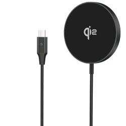 CELLY CARICABATTERIE WIRELESS/SENZA FILI MAGNETICO MagSafe Qi2 15 W CON CAVO USB-C INTEGRATO NERO