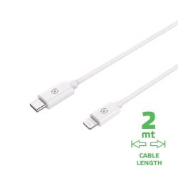 CELLY CAVO LIGHTNING TO TYPE-C 2 MT FINO A 60 W DI RICARICA BIANCO