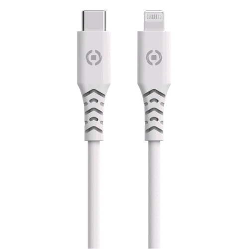 CELLY CAVO RICARICA DA USB-C A LIGHTNING SUPPORTA FINO A 18 W 1.5 MT IN PLASTICA RICICLATA BIANCO