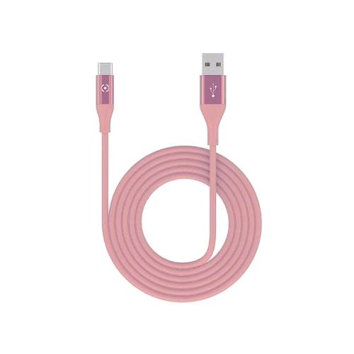 CELLY CAVO USB CON FINITURA SOFT TOUCH 1 X M USB TIPO A 1 X USB-C 3 M ROSA
