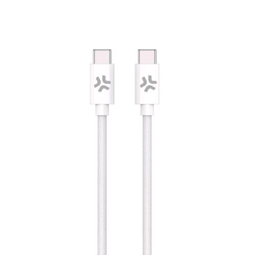 CELLY CAVO USB-C MASCHIO-MASCHIO IN COTONE INTRECCIATO POWER DELIVERY 60 W 1.5 MT BIANCO