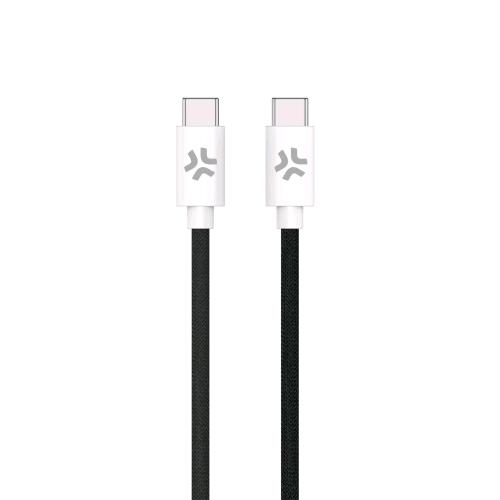 CELLY COTTON CAVO USB-C MASCHIO-MASCHIO IN COTONE INTRECCIATO POWER DELIVERY 60 W 1.5 MT NERO-BIANCO