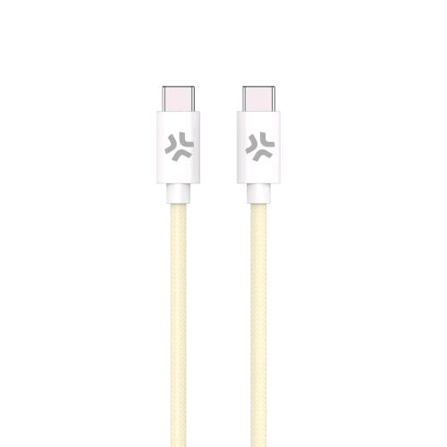 CELLY COTTON CAVO USB-C MASCHIO-MASCHIO IN COTONE INTRECCIATO SUPPORTA CARICA RAPIDA 60 W 1.5 MT GIALLO CHIARO