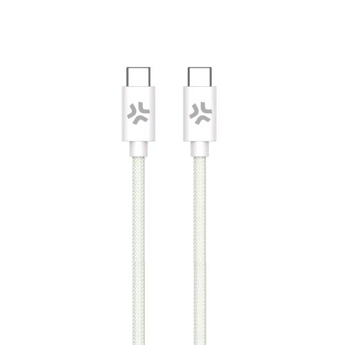 CELLY COTTON CAVO USB-C MASCHIO-MASCHIO IN COTONE INTRECCIATO SUPPORTA CARICA RAPIDA 60 W 1.5 MT VERDE CHIARO