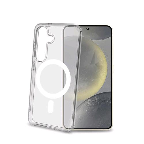 CELLY GALAXY S25 5G CUSTODIA TRASPARENTE IN TPU CON MODULO CIRCOLARE DI RICARICA WIRELESS BIANCO