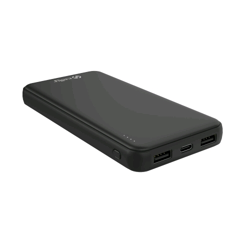 CELLY GRS POWER BANK 10.000mAh USCITE 2 x USB-A 1 x USB-C INPUT USB-A BLACK