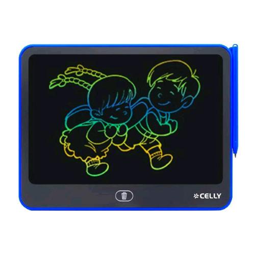 CELLY KIDS COLLECTION LAVAGNA ELETTRONICA PER BAMBINI MULTIFUNZIONALE SCHERMO IMPERMEABILE CANCELLAZIONE ONE TOUCH CON PENNINO BLU
