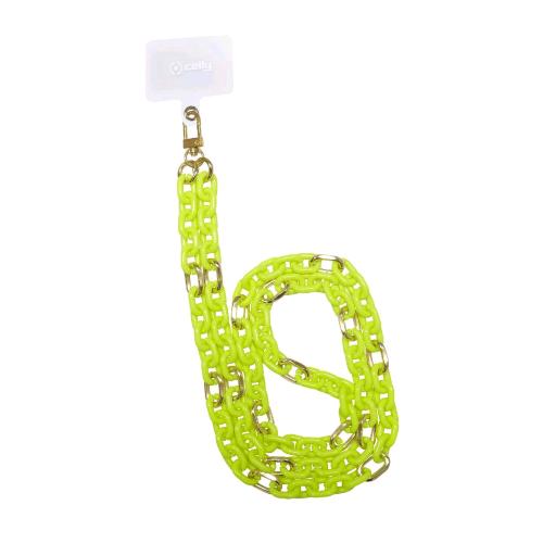 CELLY LACET CHAIN CATENA DA COLLO COMPATIBILE CON TUTTI I TELEFONI YELLOW FLUO