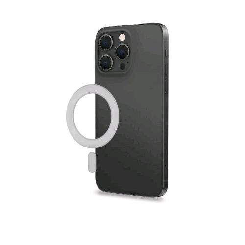 CELLY MAG RING ANELLO MAGNETICO ADESIVO PER UTILIZZO ACCESSORI Magsafe SU QUALSIASI TELEFONO CON ADATTATORE BIANCO