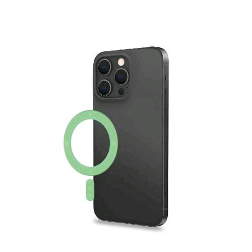 CELLY MAG RING ANELLO MAGNETICO ADESIVO PER UTILIZZO ACCESSORI Magsafe SU QUALSIASI TELEFONO CON ADATTATORE VERDE