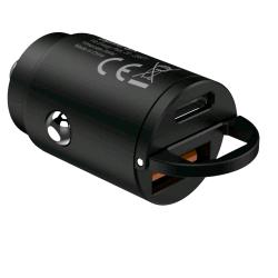 CELLY MINI CARICABATTERIE DA AUTO USB-A + USB CAR CHARGER POWER DELIVERY 30 W NERO