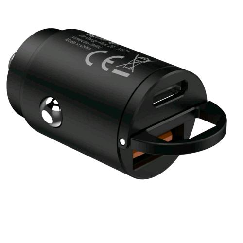 CELLY MINI CARICABATTERIE DA AUTO USB-A + USB CAR CHARGER POWER DELIVERY 30 W NERO