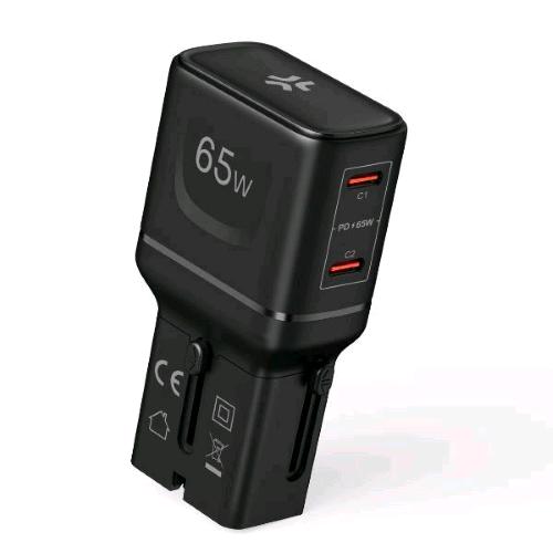 CELLY MULTIPLUG CARICABATTERIE DA RETE COMPATIBILE IN OLTRE 150 PAESI NEL MONDO 65 W 1 x USB-C 1 x USB-A NERO