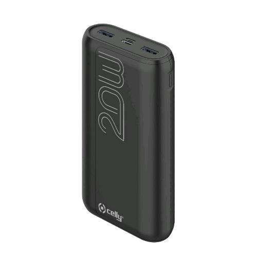 CELLY PD20W EVO POWER BANK 20.000 MAH 2xUSB-A 1xUSB-C 1xMICRO USB BLACK