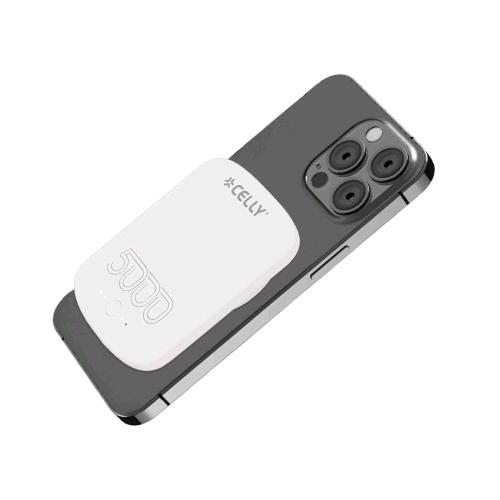 CELLY POWERBANK 5.000mAh MagSafe 10 W LED ALLINEAMENTO MAGNETICO PER GLI ULTIMI MODELLI DI iPHONE BIANCO
