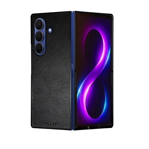 CELLY SAMSUNG GALAXY Z FOLD8 ULTRA COVER IN TPU COMPOSTA DA SCOCCA ANTERIORE E POSTERIORE EFFETTO PELLE SINTETICA COLORE NERO
