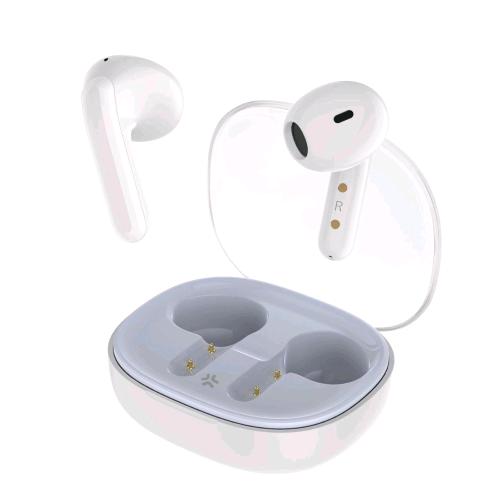CELLY SHEER2 AURICOLARI TRUE WIRELESS CONTROLLO VOLUME/MUSICA CON CUSTODIA TRASPARENTE BIANCO