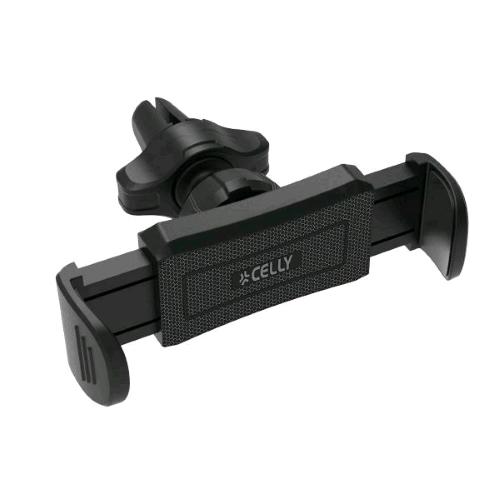CELLY UNIVERSAL CAR HOLDER SUPPORTO PER SMARTPHONE REGOLABILE GRIGLIE VENTILAZIONE AUTO ROTAZIONE A 360 GRADI NERO