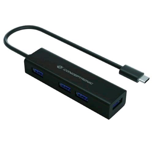 Conceptronic HUBBIES07B — hub USB-C a 4 porte USB-A